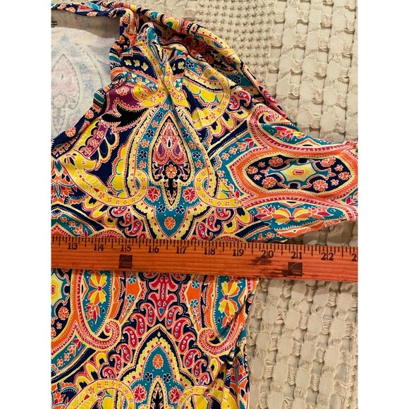 Investment Essential Womens Plus Size XL Pink Paisley 3/4 Sleeve Stretchy Top - Picture 9 of 10